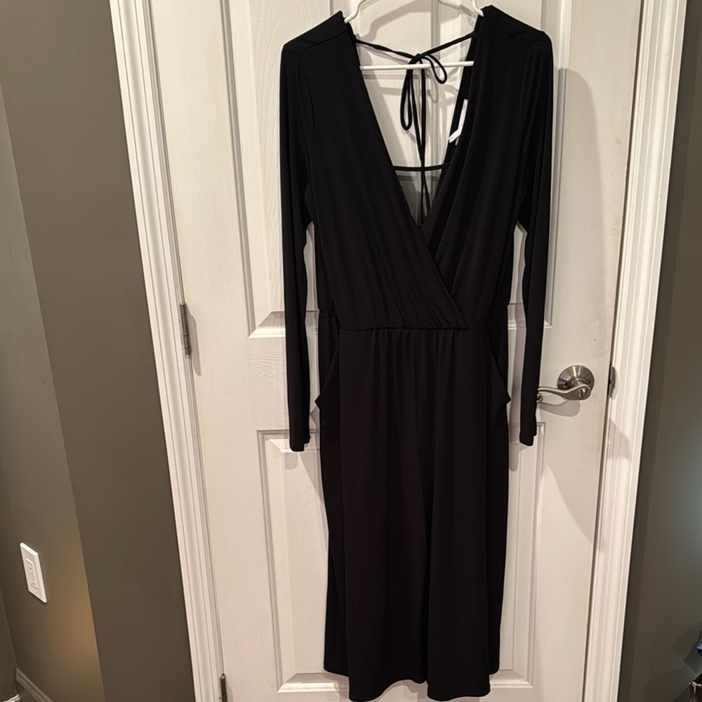 Black Front Plunge Dress